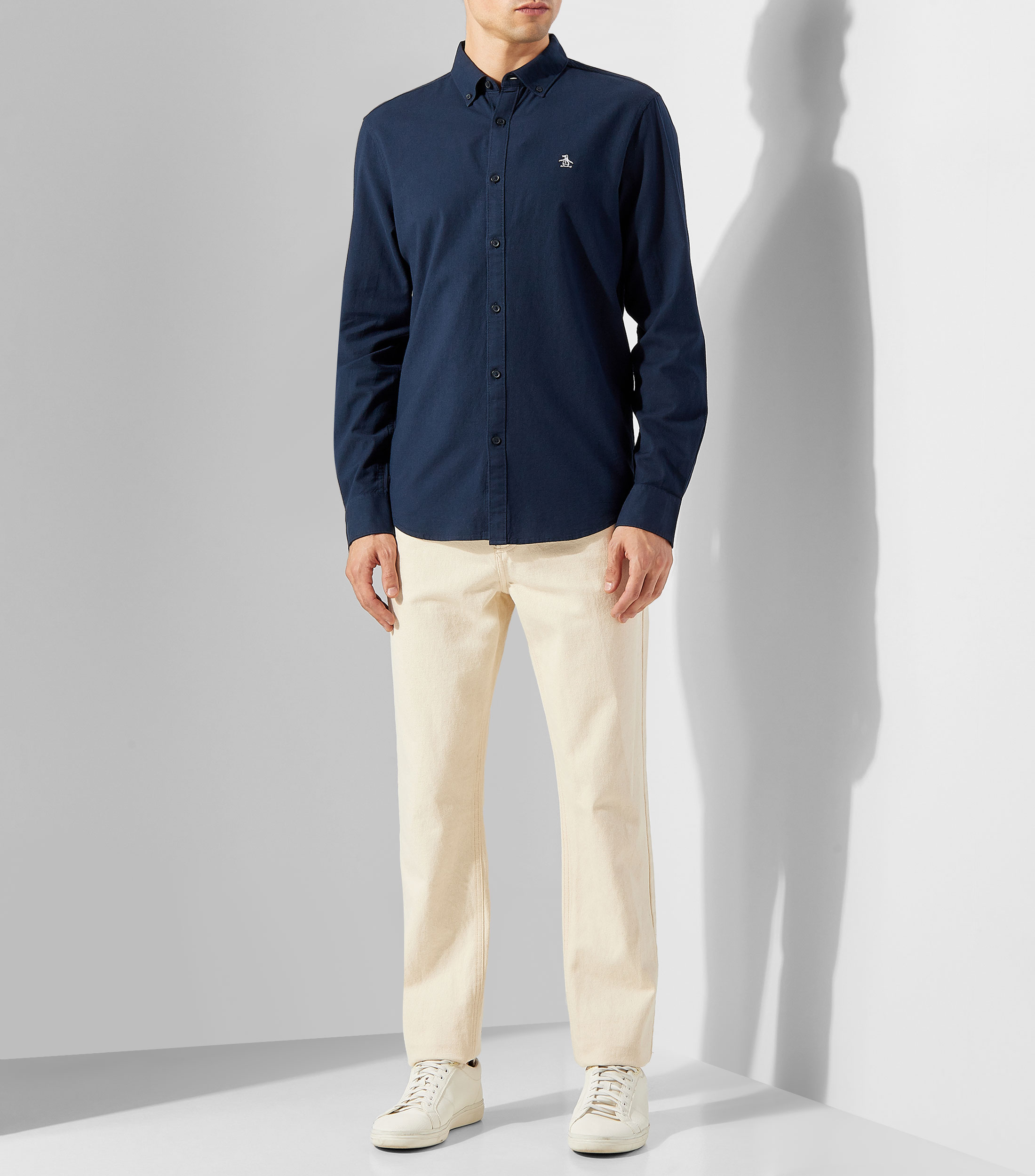 Camisa lisa manga larga Hombre